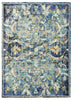 9’ x 12’ Blue and White Jacobean Pattern Area Rug