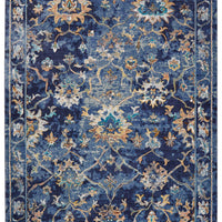 4’ x 6’ Blue and Gold Jacobean Area Rug