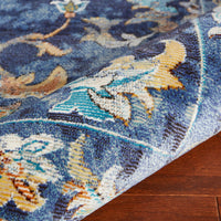 4’ x 6’ Blue and Gold Jacobean Area Rug