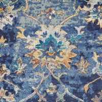 4’ x 6’ Blue and Gold Jacobean Area Rug