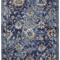 8’ x 10’ Blue and Gold Jacobean Area Rug