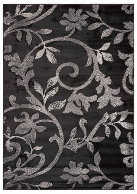 8’ x 10’ Black Filigree Vines Area Rug