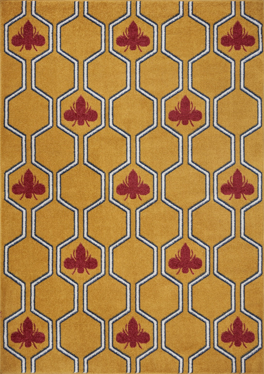 8’ x 9’ Yellow and Red Honey Bee Area Rug