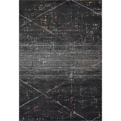 8’ x 10’ Distressed Black Abstract Area Rug