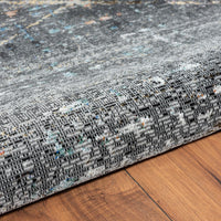 8’ x 10’ Distressed Black Abstract Area Rug