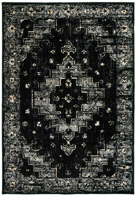 8’ x 10’ Black Medallion Oriental Area Rug