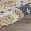 8’ Round Gold and Blue Boho Chic Area Rug