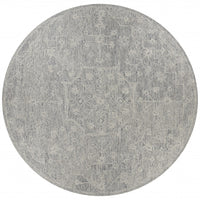 8’ Round Gray Floral Finesse Area Rug