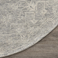 8’ Round Gray Floral Finesse Area Rug