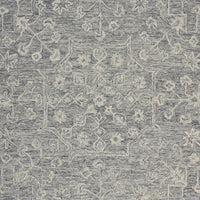 8’ Round Gray Floral Finesse Area Rug