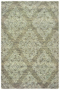 9’ x 12’ Khaki and White Damask Area Rug