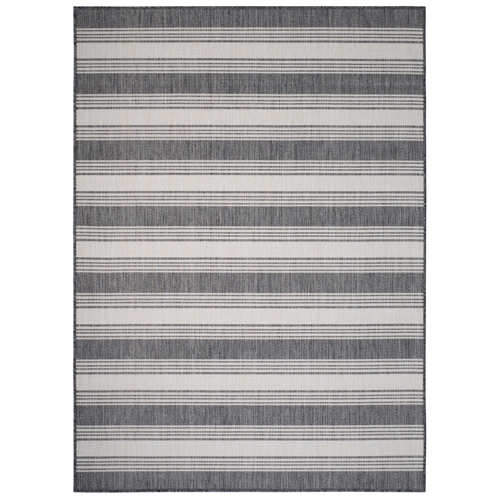 5’ x 7’ Gray Striped Indoor Outdoor Area Rug