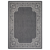 8’ x 10’ Gray Ornate Border Indoor Outdoor Area Rug