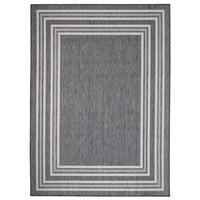 3’ x 5’ Gray Striped Border Indoor Outdoor Area Rug