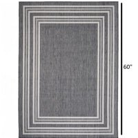 3’ x 5’ Gray Striped Border Indoor Outdoor Area Rug