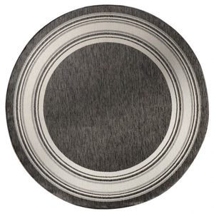 8’ Round Black Framed Indoor Outdoor Area Rug