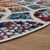 7’ Round Multicolored Floral Mosaic Area Rug