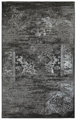 8’ x 10’ Black and Gray Distressed Area Rug