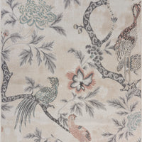 8’ x 10’ Soft Beige Birds and Trees Area Rug