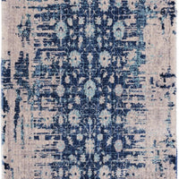 8’ x 10’ Blue and Tan Traditional Area Rug