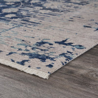 9’ x 12’ Blue and Tan Traditional Area Rug