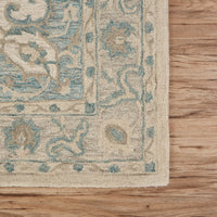 8’ x 10’ Turquoise and Cream Medallion Area Rug