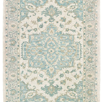 9’ x 12’ Turquoise and Cream Medallion Area Rug