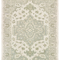 5’ x 8’ Green and Cream Medallion Area Rug