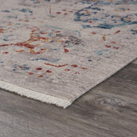 8’ x 10’ Beige Distressed Floral Area Rug