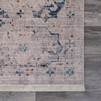 8’ x 10’ Beige Distressed Floral Area Rug