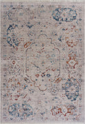 9’ x 12’ Beige Distressed Floral Area Rug