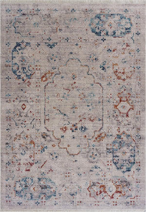 9’ x 12’ Blue and Beige Flor Medallion Area Rug