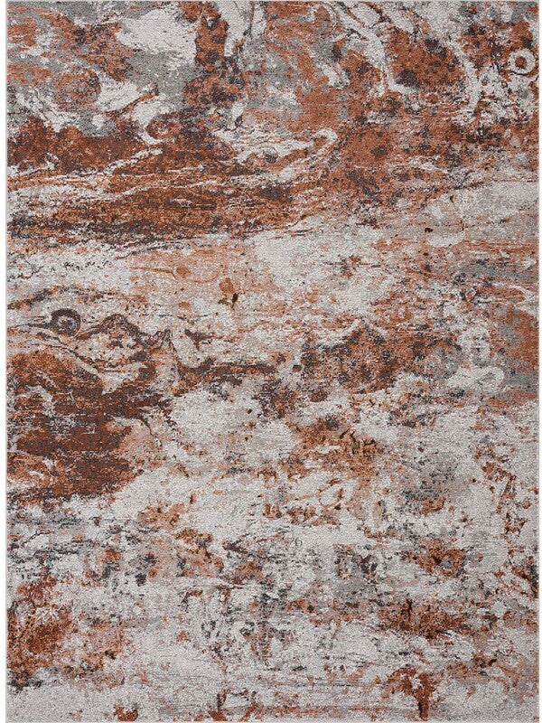 5’ x 8’ Brown and White Abstract Earth Area Rug