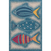 5’ x 8’ Blue Triple Fish Indoor Outdoor Area Rug