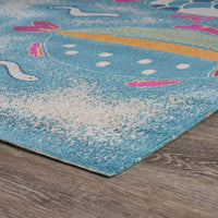 2’ x 3’ Blue Playful Fish Indoor Outdoor Scatter Rug