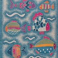 5’ x 8’ Blue Playful Fish Indoor Outdoor Area Rug