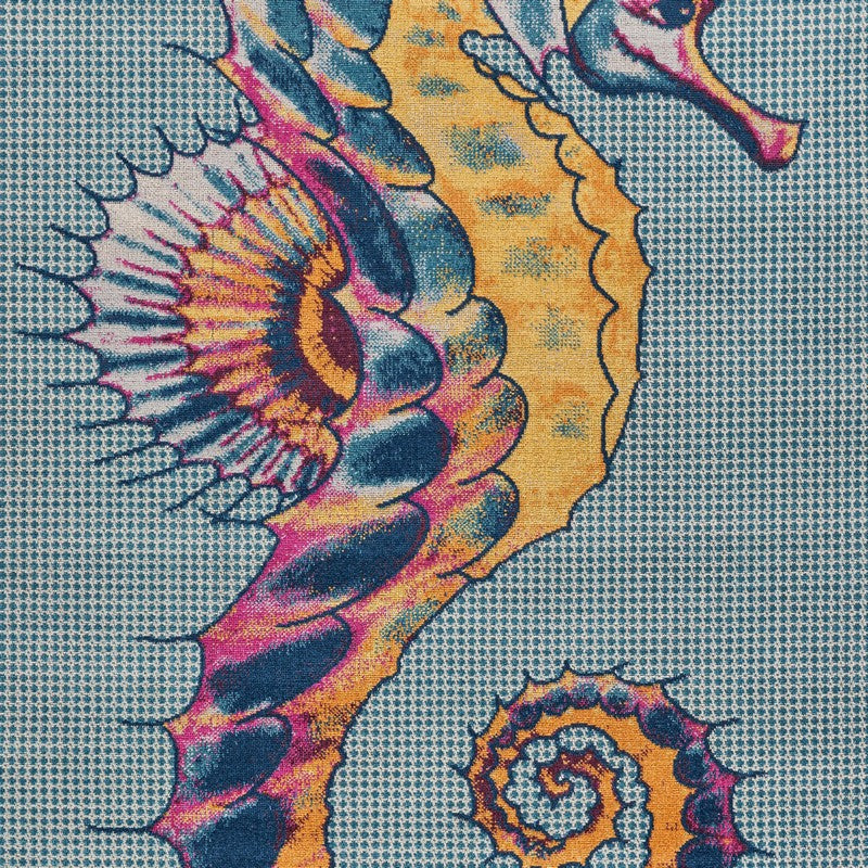 5’ x 8’ Blue Seahorse Indoor Outdoor Area Rug