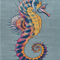 5’ x 8’ Blue Seahorse Indoor Outdoor Area Rug