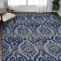 8’ x 10’ Blue Ogee Pattern Indoor Outdoor Area Rug