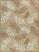 8’ x 10’ Tan Tropical Sprigs Indoor Outdoor Area Rug