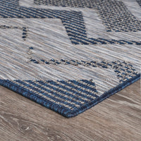 5’ x 7’ Navy Zig Zag Indoor Outdoor Area Rug