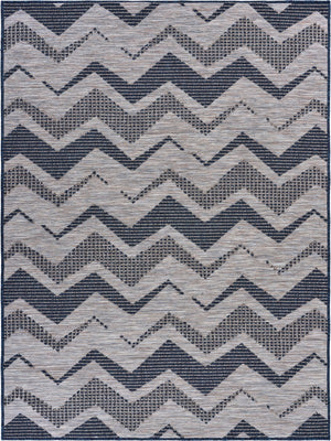 8’ x 10’ Navy Zig Zag Indoor Outdoor Area Rug