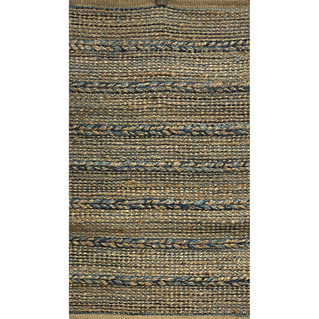 7’ x 9’ Blue and Tan Braided Stripe Area Rug