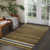 7’ x 9’ Tan and Blue Striped Area Rug