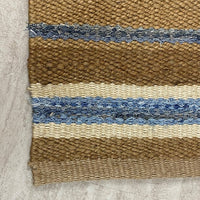 7’ x 9’ Tan and Blue Striped Area Rug