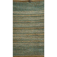 2’ x 5’ Seafoam and Tan Braided Jute Area Rug