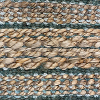 2’ x 5’ Seafoam and Tan Braided Jute Area Rug