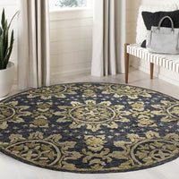 5’ Round Gray and Beige Decorative Area Rug