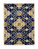 7’ x 9’ Blue and Gold Intricate Floral Area Rug