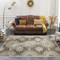 5’ x 7’ Tan and Cream Medallion Motif Area Rug